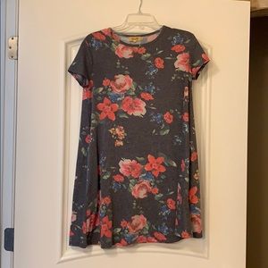 Women’s Piko, grey floral swing dress, sz S